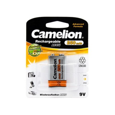 Аккумулятор, CAMELION, NH-9V250BP1, Rechargeable, Lockbox Rechargeable, 6F22(крона), 9V, 250 mAh, 1 шт., Блистер