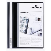 Папка-скоросшиватель пластиковая "Durable", А4+, 120/160мкм, прозрачный верхний слой, карман, белая