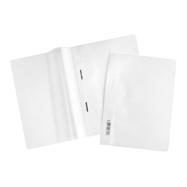 Папка-скоросшиватель пластиковая "Hatber", А4, 120/160мкм, прозрачный верх, белая