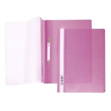 Папка-скоросшиватель пластиковая "Hatber", А4, 140/180мкм, прозрачный верх, розовая