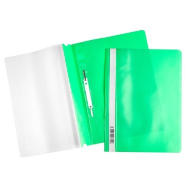 Папка-скоросшиватель пластиковая "Hatber", А4, 120/160мкм, прозрачный верх, зелёная