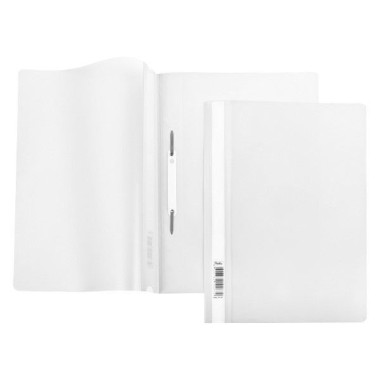 Папка-скоросшиватель пластиковая "Hatber", А4, 140/180мкм, прозрачный верх, белая