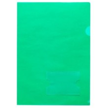 Папка-уголок пластиковая "Hatber", А4, 180мкм, с карманом для визитки, зелёная