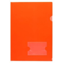 Папка-уголок пластиковая "Hatber", А4, 180мкм, с карманом для визитки, красная