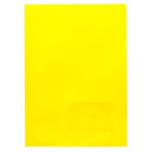 Папка-уголок пластиковая "Hatber", А4, 180мкм, с карманом для визитки, жёлтая