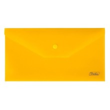 Папка-конверт пластиковая "Hatber", C6, 224x119мм, 180мкм, на кнопке, жёлтая