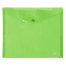 Папка-конверт пластиковая "Hatber", А5, 180мкм, на кнопке, зелёная