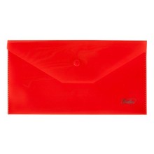 Папка-конверт пластиковая "Hatber", C6, 224x119мм, 180мкм, на кнопке, красная