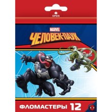 Фломастеры "Hatber VK", 12 цветов, серия "Человек-паук", в картонной упаковке