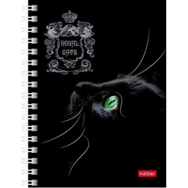 Записная книжка "Hatber", 80л, А6, клетка, на гребне, серия "Royal Cats"