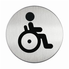 Пиктограмма металлическая "Durable", диаметр 83мм, серебристая, серия "WC для инвалидов"