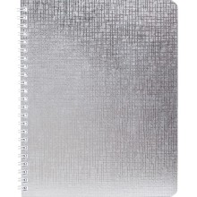 Тетрадь "Hatber", 96л, А5, клетка, обложка бумвинил, на гребне, серия "Metallic - Серебро"