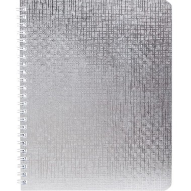 Тетрадь "Hatber", 96л, А5, клетка, обложка бумвинил, на гребне, серия "Metallic - Серебро"
