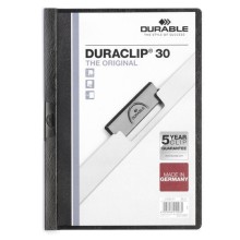 Папка пластиковая "Durable", 30л, А4, стальной клип, серия "Duraclip", чёрная