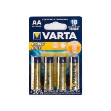 Батарейка, VARTA, LR6 Longlife Mignon, AA, 1.5V, 4 шт., Блистер