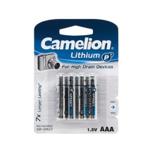 Батарейка, CAMELION, FR03-BP4, Lithium P7, AAA, 1.5V, 1250 mAh, 4 шт. в блистере