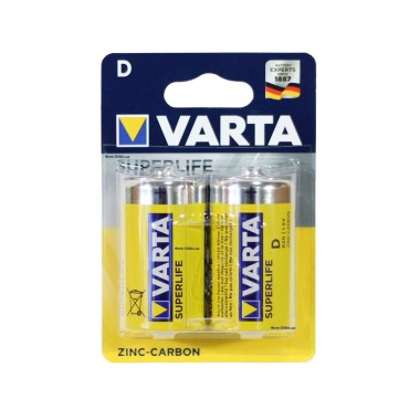 Батарейка, VARTA, R20P Superlife, D, 1.5 V, 2 шт., в пленке