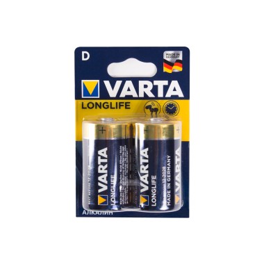 Батарейка, VARTA, LR20 Longlife, D, 1.5 V, 2 шт., в блистере