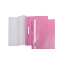 Папка-скоросшиватель пластиковая "Hatber", А4, 140/180мкм, перфорация, прозрачный верх, розовая
