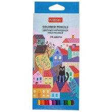 Карандаши "Hatber", 24 цвета, серия "Городок", в картонной упаковке