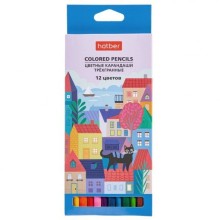 Карандаши "Hatber", 12 цветов, серия "Городок", в картонной упаковке