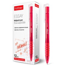 Ручка шариковая автоматическая "Hatber Essay", 0,7мм, красная, красный тонированный корпус
