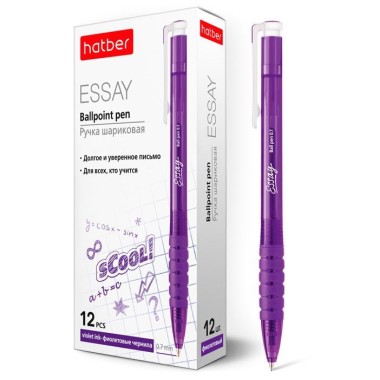 Ручка шариковая автоматическая "Hatber Essay", 0,7мм, фиолетовая, фиолетовый корпус