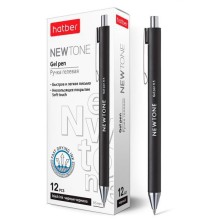 Ручка гелевая автоматическая "Hatber NewTone", 0,5мм, чёрная, чёрный корпус