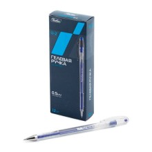 Ручка гелевая "Hatber U-2", 0,5мм, синяя, прозрачный корпус