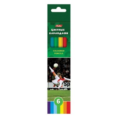 Карандаши "Hatber", 6 цветов, серия "Футбол", в картонной упаковке