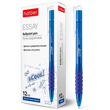 Ручка шариковая автоматическая "Hatber Essay", 0,7мм, синяя, синий корпус
