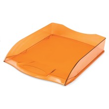 Лоток пластиковый горизонтальный для документов А4 "Hatber", 340x280x70мм, тонированный, оранжевый