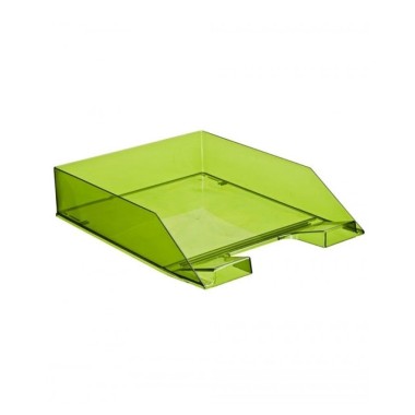 Лоток пластиковый горизонтальный для документов А4 "Стамм Каскад", 340x255x68мм, тонированный, зелёный