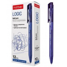 Ручка шариковая автоматическая "Hatber Logic", 0,7мм, синяя, синий тонированный корпус