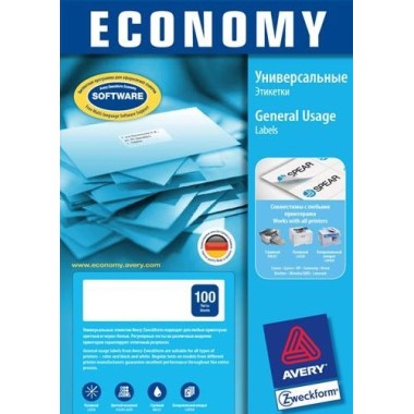 Самоклеящиеся универсальные этикетки "Avery Economy", 70x16,9мм, 51 деление, белые, 100 листов в упаковке