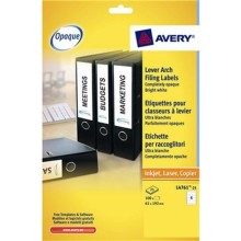 Самоклеящиеся этикетки для корешков папок "Avery", 61x192мм, 4 деления, белые, 30 листов в упаковке