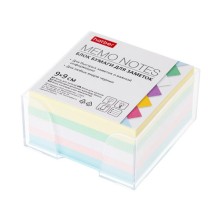 Блок бумаги для заметок "Hatber", 9х9х4,5см, 5 цветов, непроклеенный, в пластиковом боксе