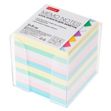 Блок бумаги для заметок "Hatber", 9х9х9см, 5 цветов, непроклеенный, в пластиковом боксе