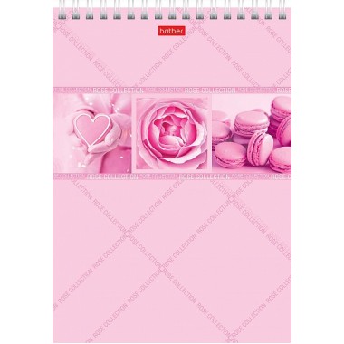 Блокнот "Hatber", 96л, А5, клетка, розовый тонированный блок, ламинация, на гребне, серия "Rose"