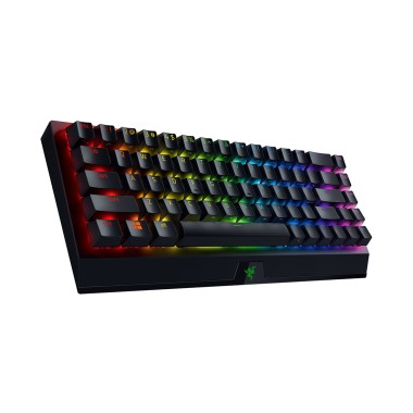 Клавиатура, Razer, BlackWidow V3 Mini HyperSpeed, RZ03-03890700-R3R1, Игровая, Механические переключатели Razer, Подсветка клавиш 16.8 млн цветов, Программируемые клавиши, USB, Размер: 31,85*13*4,05, Анг/Рус, Чёрный