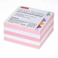 Блок бумаги для заметок "Hatber", 9х9х4,5см, белый/розовый, непроклеенный, в плёнке
