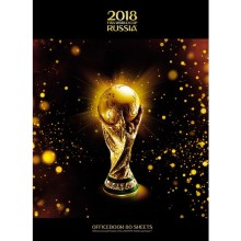 Бизнес-блокнот "Hatber", 80л, А4, клетка, 3D фольга, твёрдый переплёт, серия "Чемпионат мира по футболу 2018 - Кубок №1"