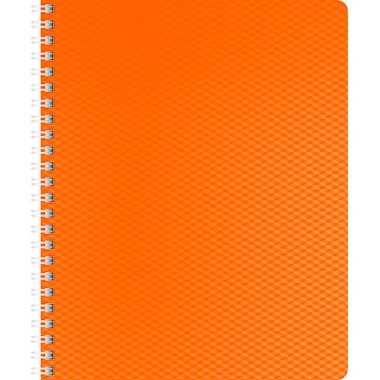 Тетрадь "Hatber", 80л, А5, клетка, пластиковая обложка, на гребне, серия "Diamond Neon - Оранжевая"