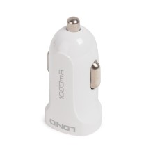 Автомобильное зарядное устройство, LDNIO, DL-C17, 1*USB(1A), Кабель Lightning (Iphone) 1м, Белый