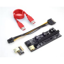 Плата расширения, X-Game, R-P3C, два 6-контактных+ 4-контактный разъема, USB-кабель (60 см) красный, Вес 100 г/шт., Напряжение 3 В, 8 конденсаторов, Позолоченный USB, 7. Прорезь для металлического щита, Сумка на молнии из ПВХ