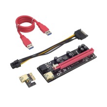 Плата расширения, X-Game, R-P3C-009c, два 6-контактных+ 4-контактный разъема, USB-кабель (60 см) красный, Вес 100 г/шт., Напряжение 3 В, 8 конденсаторов, Позолоченный USB, 7. Прорезь для металлического щита, Сумка на молнии из ПВХ