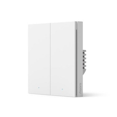 Настенный выключатель двухклавишный, Aqara, Smart Wall Switch H1 (With Neutral, Double Rocker), WS-EUK04, 86 х 86 х 37,55 мм, Zigbee 3.0, 100 – 250 В~, 50/60 Гц, Максимальная нагрузка: 2000 Вт, 0°С…+40°С, Для работы устройства требуется Центр умного дома 