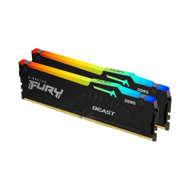 Комплект модулей памяти, Kingston, FURY Beast RGB KF556C40BBAK2-32 (Kit 2x16GB), DDR5, 32GB, DIMM <PC4-44800/5600MHz>, Чёрный