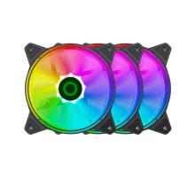 Кулер для компьютерного корпуса, Gamemax, RQ300 (3-Fan Pack), 14050101103, 120мм, 1100±10% об.мин, 3+4pin, Подсветка RGB, Габариты 120х120х25мм, Чёрный