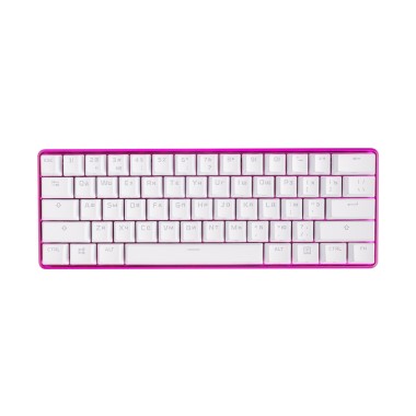 Клавиатура, HyperX, 572Y6AA#ACB, Alloy Origins 60 Pink, Игровая, Механическая, HyperX Red switch, USB, Подсветка RGB, Размер: 296*106*37 мм., Анг/Рус, Белый-Розовый